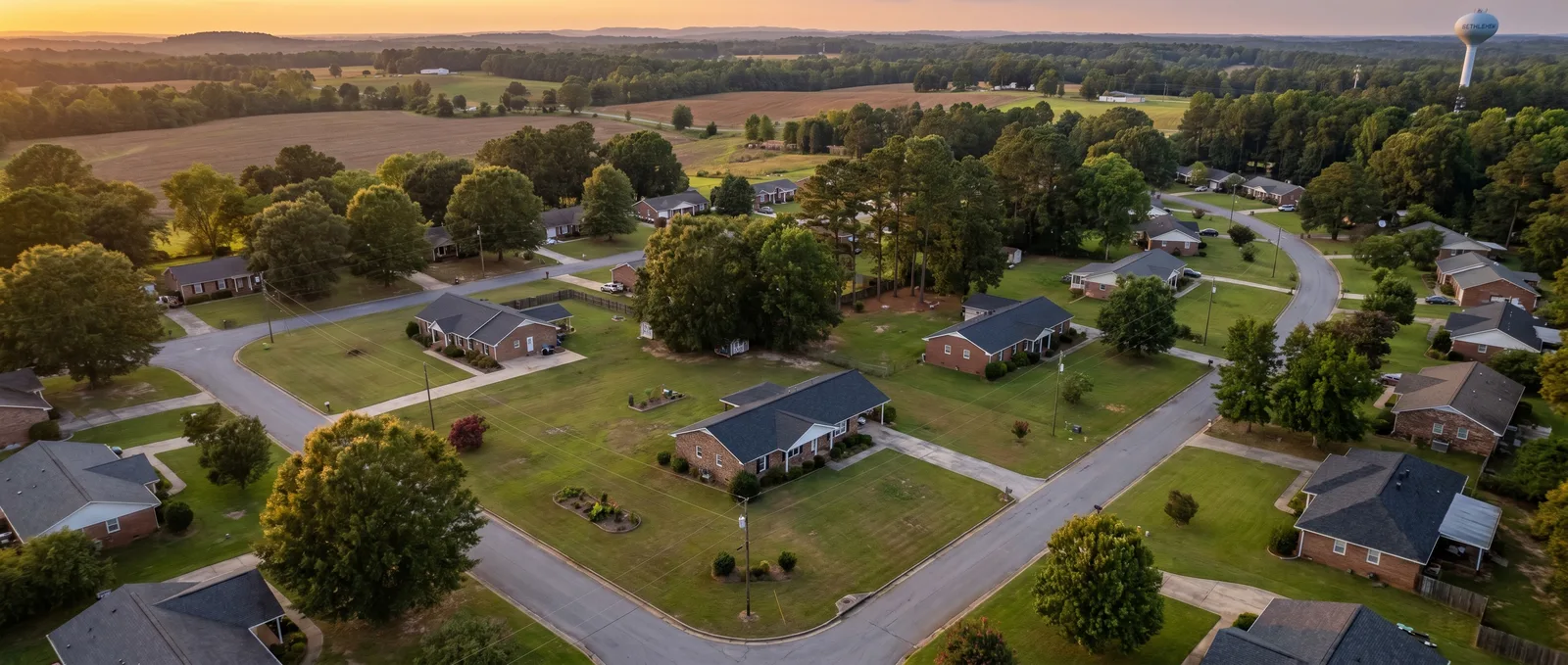 Aerial view of a Bethlehem, Georgia neighborhood