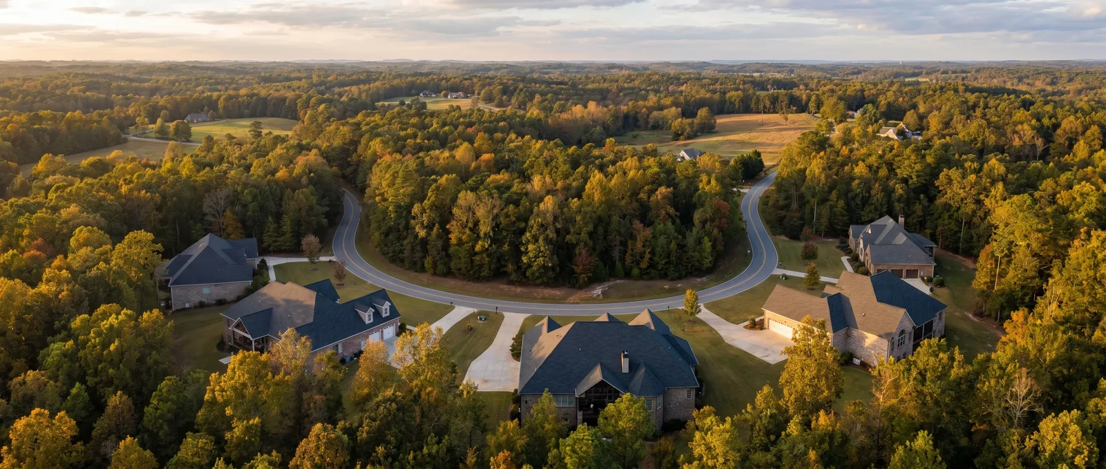 Aerial view of a Chestnut Mountain, Georgia community in Hall County