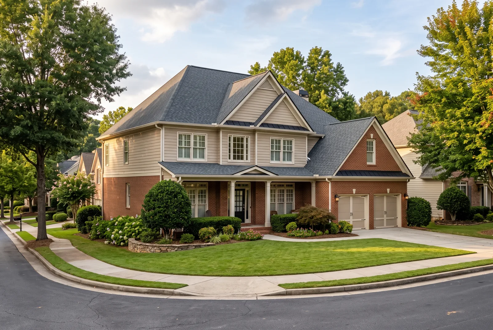 Architectural asphalt shingle roofing on a Duluth-area home in North Georgia