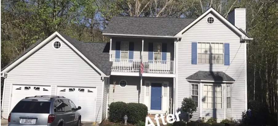 Completed GAF architectural shingle roof replacement in Johns Creek, GA by Bishop JD Roofing