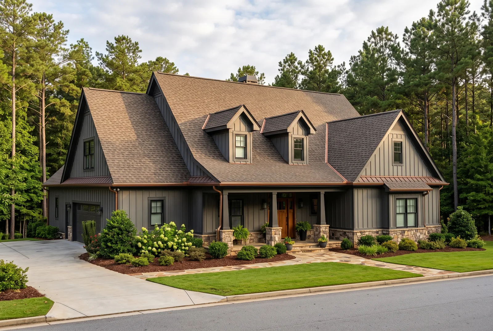 Architectural asphalt shingle roofing on a Flowery Branch home in North Georgia