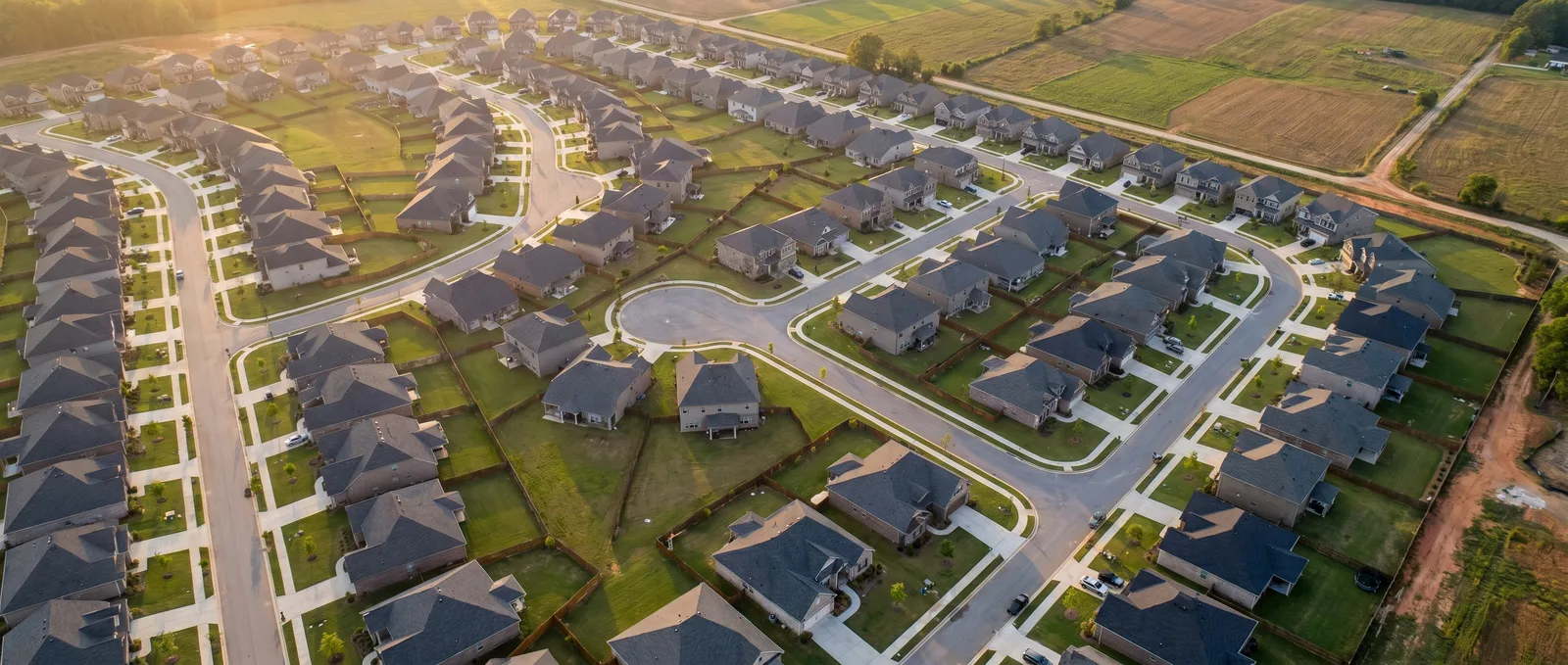 Aerial view of a fast-growing Hoschton, Georgia subdivision