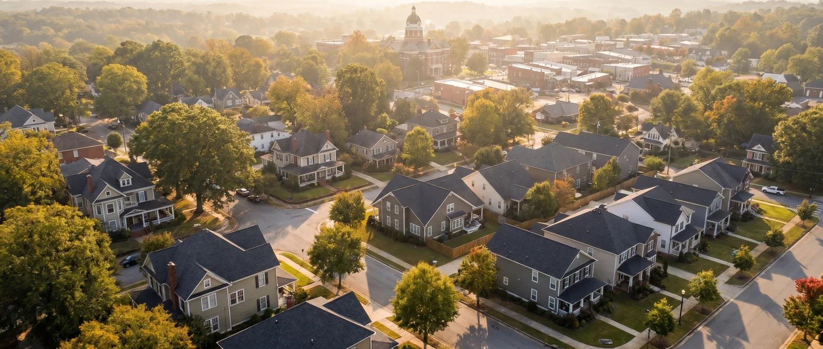 Aerial view of a Jefferson, Georgia neighborhood near the county seat