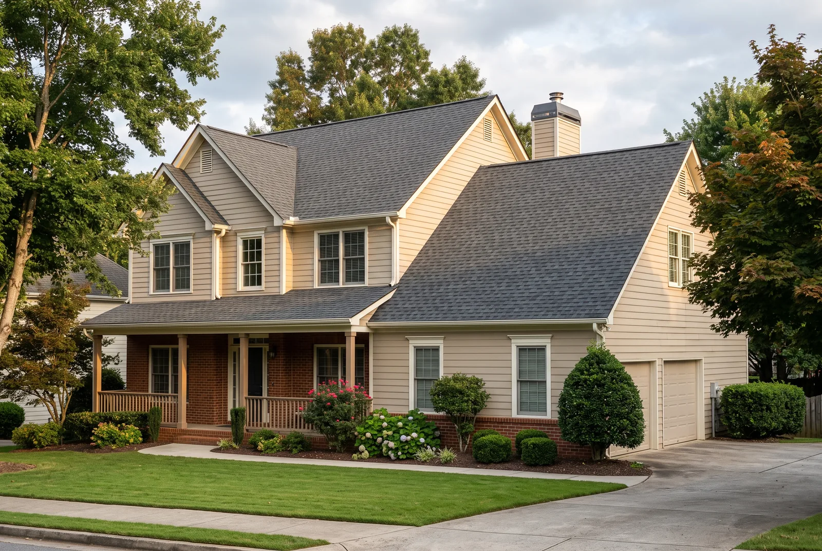 Architectural asphalt shingle roofing on a Lawrenceville home in North Georgia