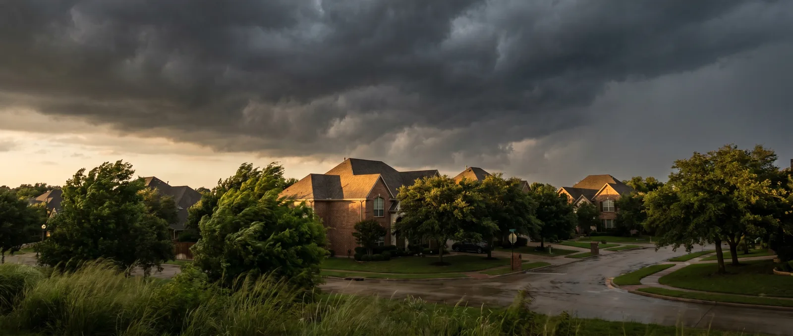 Storm clouds rolling over a North Georgia neighborhood
