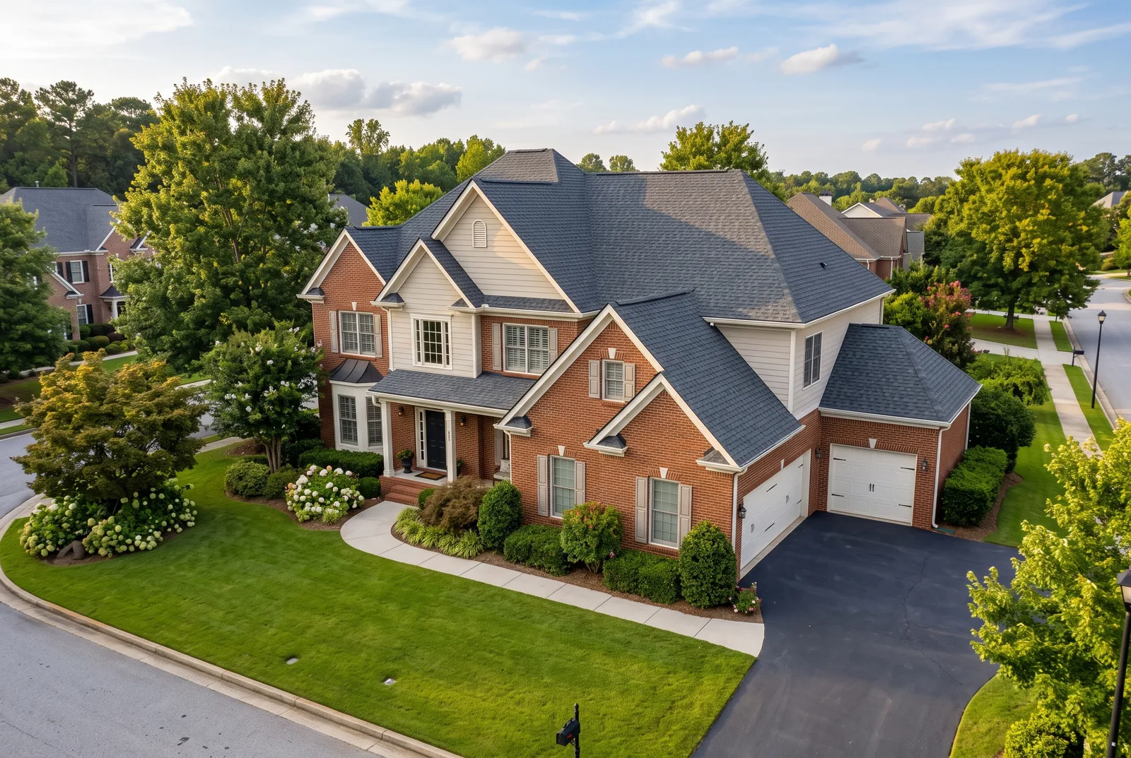 Architectural asphalt shingle roofing on a Sugar Hill home in North Georgia