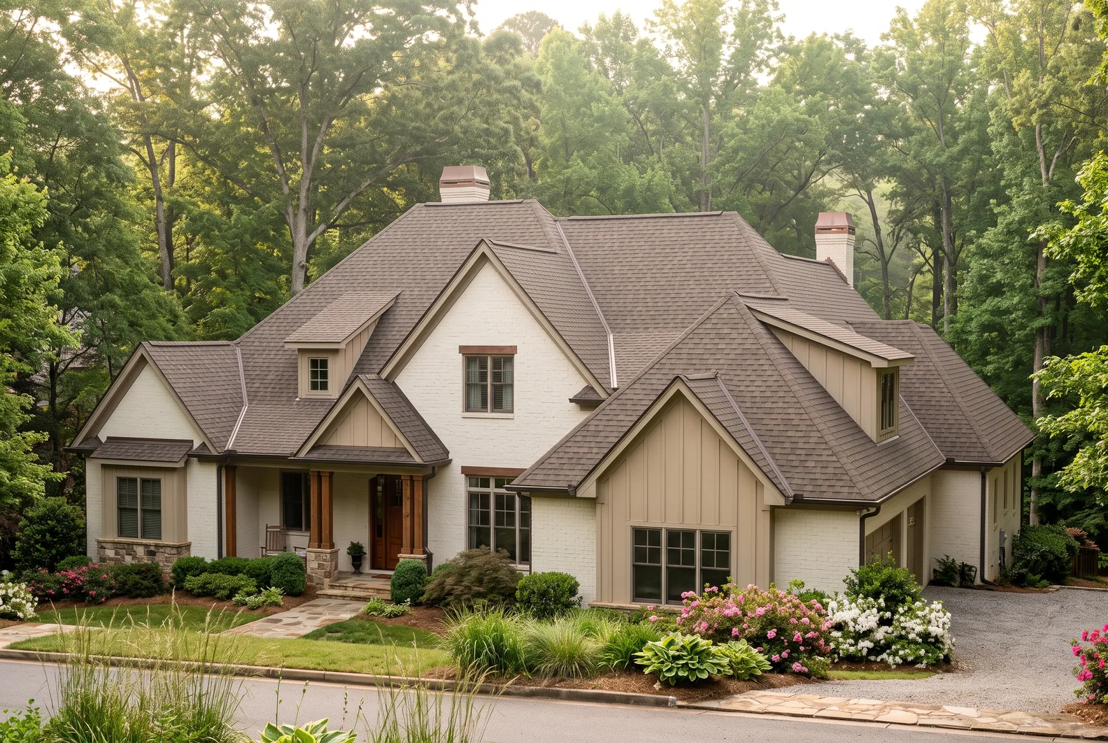Architectural asphalt shingle roofing on a Winder home in North Georgia