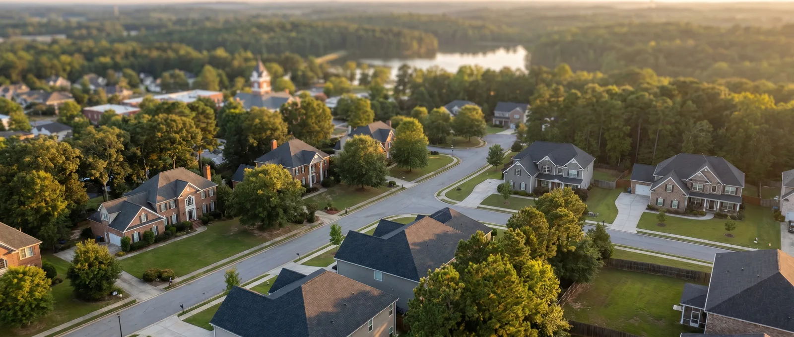 Aerial view of a Winder, Georgia neighborhood near the Barrow County seat